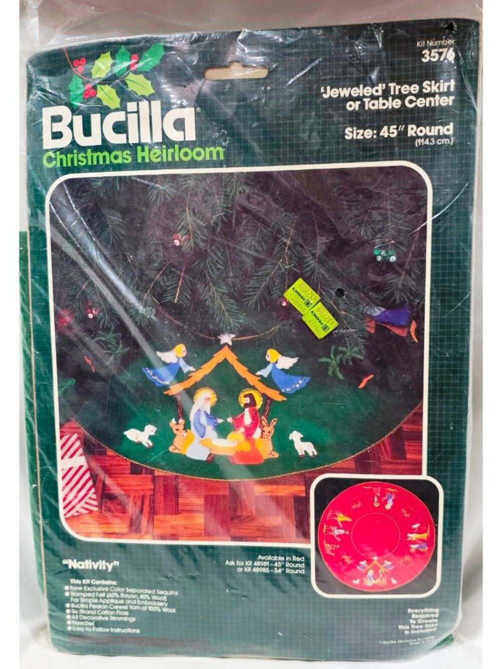 Bucilla Christmas Heirloom NATIVITY JEWELED TREE SKIRT 3576 Felt Craft Kit SEALD